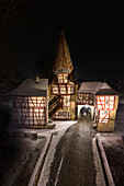 The Rödelseer Tor in Iphofen in winter, Kitzingen, Lower Franconia, Franconia, Bavaria, Germany, Europe