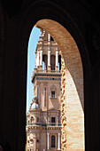 View through arch of Seville Cathedral, Andalusia, Spain