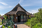 Old thatched roof house on the Museumshof Lensahn, Ostholstein, Schleswig-Holstein, Germany