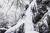 Ice climbing on the Bafflfall in Sellrain, Tyrol