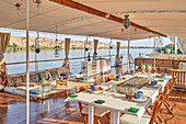 lazulli boat,egypt,river nile,deck,table,diner
