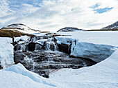 Melting snow, Hornstrandir Nature Reserve, Hornvik Bay, Iceland, Europe