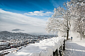 Winterstimmung mit Schnee, Schlossberg, Freiburg im Breisgau, Schwarzwald, Baden-Württemberg, Deutschland