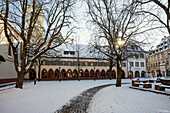 Winter mood with snow, Rathausplatz, Freiburg im Breisgau, Black Forest, Baden-Württemberg, Germany