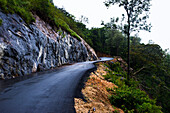 Newly built mountain road near Megamalai in Tamil Nadu, India