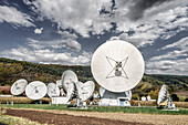 Earth station Fuchsstadt, Intelsat, parabolic antennas, Hammelburg, Lower Franconia, Bavaria, Germany,