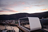Blick auf das Hurtigrutenmuseum in Stokmarknes, Lofoten, Nordland, Norwegen, Europa