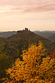 Blick zur Burg Trifels, bei Annweiler, Pfälzer Wald, Rheinland-Pfalz, Deutschland