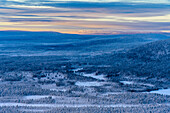 Levi Fjell - Panoramic view from the local mountain with ski area near Levi, Finland