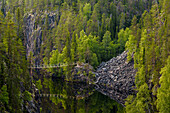 Suspension bridge over Julma Ölkky canyon lake, Finland