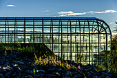 Glasgewölbe des Arktikum, Museum im Zentrum von Rovaniemi, Finnland.
