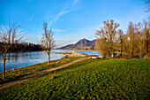 View over the Rhine to the Drachenfels, Bad Honnef, NRW, Germany