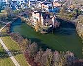 Taufkirchen an der Vils, moated castle, aerial view