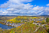 Luftansicht der Ruine Grevenburg, Traben-Trarbach, Mosel, Rheinland-Pfalz, Deutschland