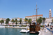 Split; Riva, port, boats, Cathedral of St. dominius