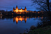 Johannisburg Castle at the blue hour, Aschaffenburg, Lower Franconia, Franconia, Bavaria, Germany, Europe