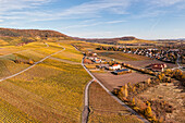 Herbst in den Weinbergen am Schwanberg, Rödelsee, Kitzingen, Unterfranken, Franken, Bayern, Deutschland