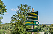 Hiking trail sign at Augustusburg Castle, Saxony, Germany