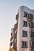 Detail shot of the Gehry buildings in the media harbor of Düsseldorf, NRW, Germany