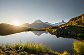 namenloser See bei Spitzen, Wetterhorn, Schreckhorn, Grindelwald, Berner Oberland, Schweiz