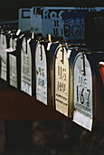 Row of several mail boxes, Beaver, West Virginia, USA