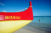 Boot am Strand, Diamond Head, Waikiki, Honolulu, Oahu, Hawaii, USA