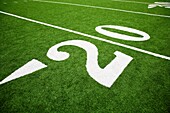 Die 20-Yard-Linie auf einem Fußballfeld, Southern Methodist University, University Park, Dallas County, Texas, USA