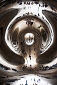 Reflections on Cloud Gate, Millennium Park, Chicago, Cook County, Illinois, USA