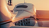 A Prop Plane During Sunrise at The Houston Executive Airport in Katy, Texas. Editorial Use Only