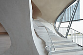 Staircase at the TWA hotel designed by Eero Saarinen at JFK Airport
