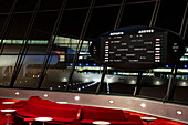Departures and arrivals board at the TWA hotel designed by Eero Saarinen at JFK Airport.