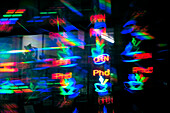 Abstract psychedelic lights of a pho restaurant sign