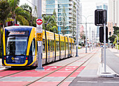 Straßenbahn durch die Stadt an der Gold Coast