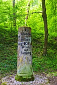 Altmühl Panoramaweg, historical kilometer stone 10 Kelheim Bamberg