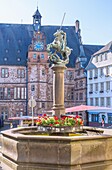 Marburg an der Lahn; Market square, market fountain, town hall