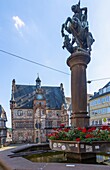 Marburg an der Lahn; Market square, market fountain, town hall