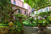 Worms, St. Martin, Garten im Innenhof, Rheinland-Pfalz, Deutschland
