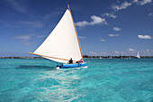 Old fashion Bahamas skipjack sailboat.