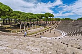 Rome, Ostia Antica, Anfiteatro overlooking Foro delle Corporazioni