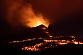 Reykjanes Peninsula, Iceland - April 12th 2021: Volcanic eruption Reykjanes Peninsula Iceland
