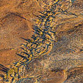 Dry arid landscape from central South Australia. Aerial images over the Painted Desert, Dry Creek Beds, and scrub bushland