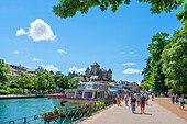 Thiou Canal with Chateau d&#39;Annecy, Annecy, Haute-Savoie department, Auvergne-Rhone-Alpes, France