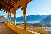 Mountain View in a Sunny Winter Day From Church dei Santi Quirico e Giulitta in Lugano, Ticino in Switzerland.