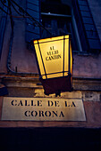 Lantern of the Al Vecio Canton restaurant on Calle de la Corona, Venice, Italy, Europe