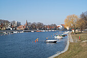 View of the old stream in Warnemünde in the morning.