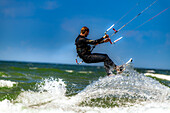 Kite surfers in the Baltic Sea, Fischland-Darß-Zingst, Mecklenburg-West Pomerania, Germany
