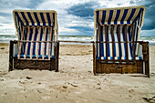 Beach chairs on the beach, Baltic Sea, Western Pomerania Lagoon Area National Park, Fischland-Darß-Zingst, Mecklenburg-West Pomerania, Germany