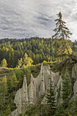 Erpyramiden Terenten, erosion, rock needles. South Tyrol, Italy.