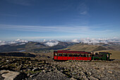 Bergbahn, Dampflok am Mount Snowdon, Nant Peris, Wales.