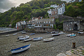 Little English Harbor at low tide. Clovelly, Devon, England.